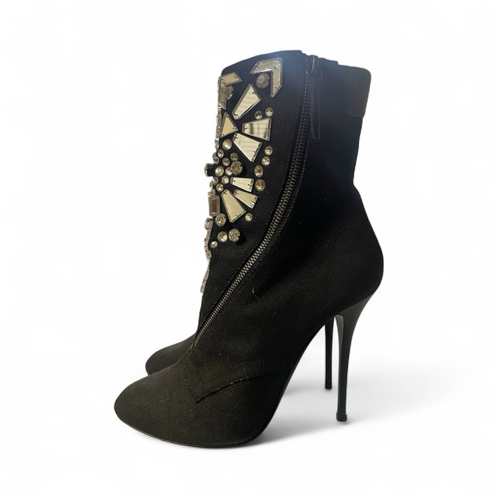 Giuseppe Black Jean rhinestone and mirror Stiletto Ankle Boots